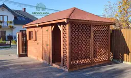 Domek narzędziowy Kacper Bis z drewna, przestronny schowek o wymiarach 6x4 m