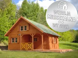 Frontowy widok domku CRA4 PLUS z tarasem i antresolą