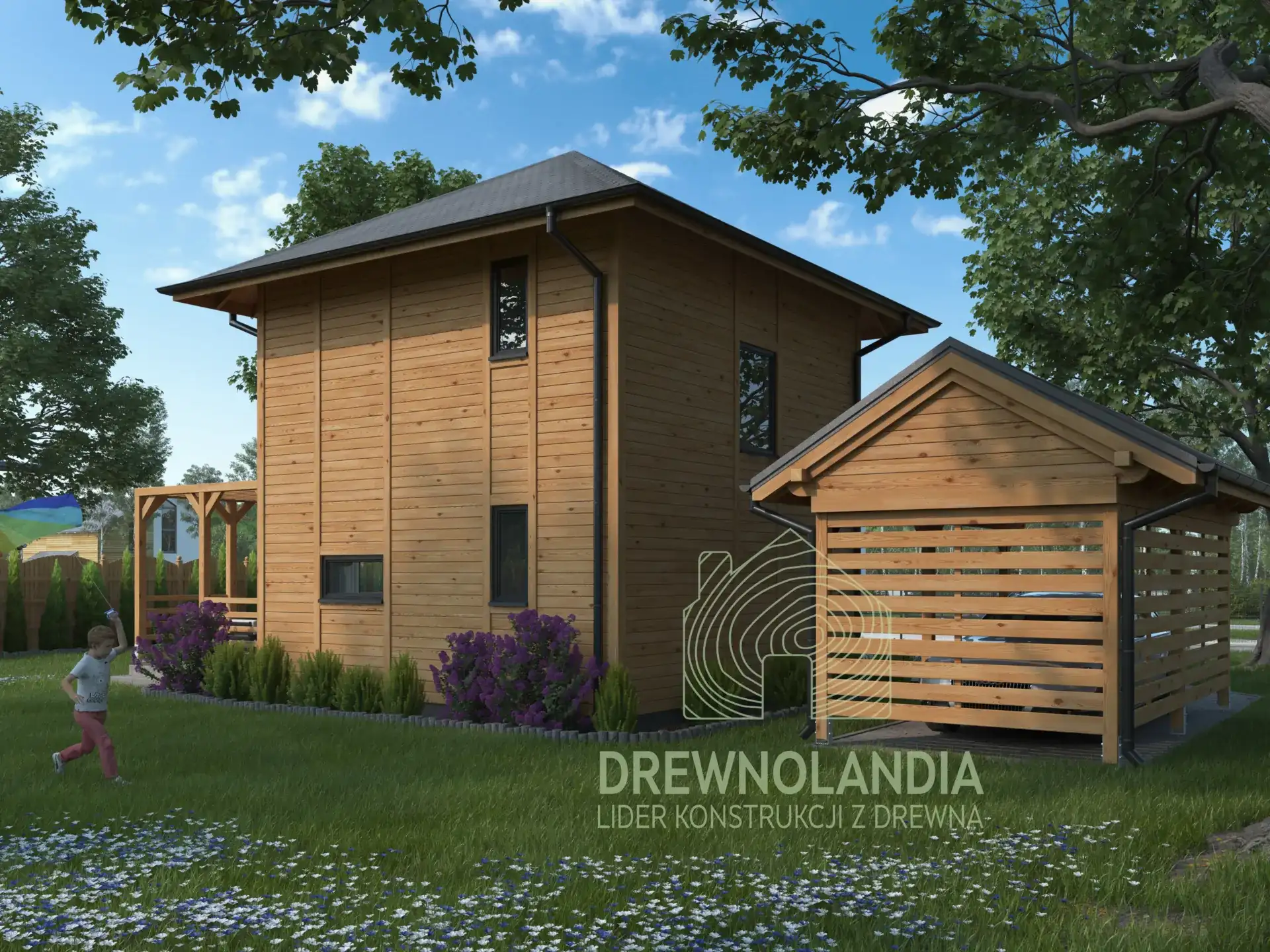 Domek całoroczny Łukasz z poddaszem, 35 m², drewniana konstrukcja