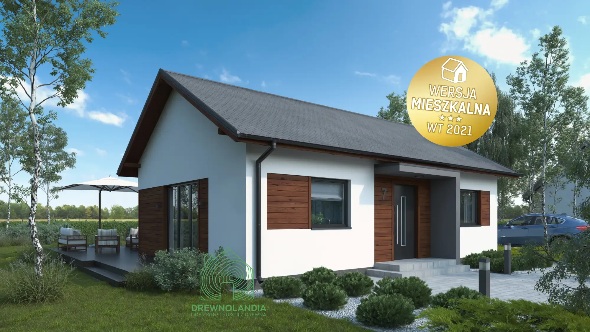 Dom mieszkalny całoroczny DREWNOLANDIA V1 - WT 2021 – 70 m² 