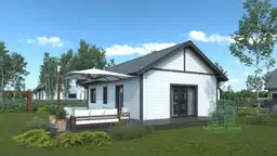 Wykończenie elewacji domu Drewnolandia 1 CRK PLUS – 70m²