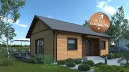 Widok na fasadę domu Drewnolandia 1 CRK – projekt idealny do rekreacji