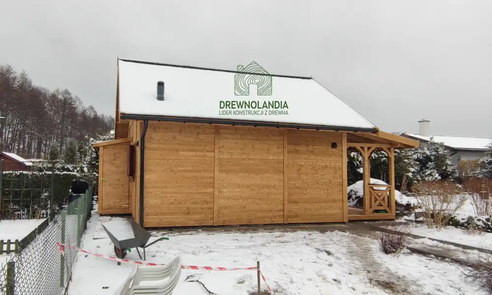 Drewnolandia, domek z drewna 25m², Marcel II z tarasem, estetyczny design