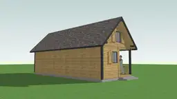 Drewniany domek „bliźniak” – przestronny projekt z tarasem