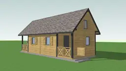 Drewniany domek „bliźniak” W1X2 – front z detalami tarasu