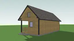 Drewniany domek „bliźniak” W1X2 – elewacja z dużym oknem