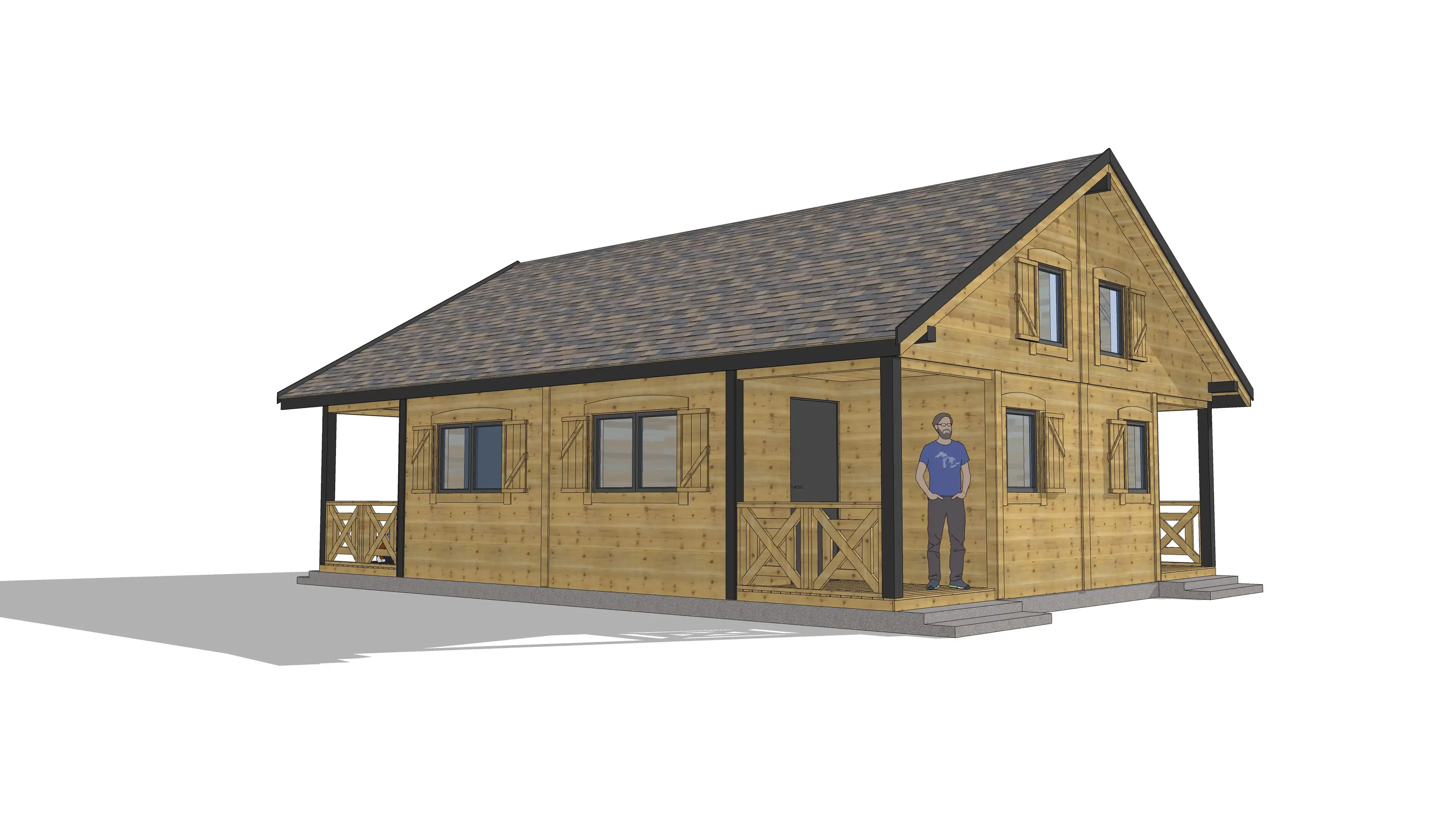 Drewniane domki W1X4 – widok na podział segmentów