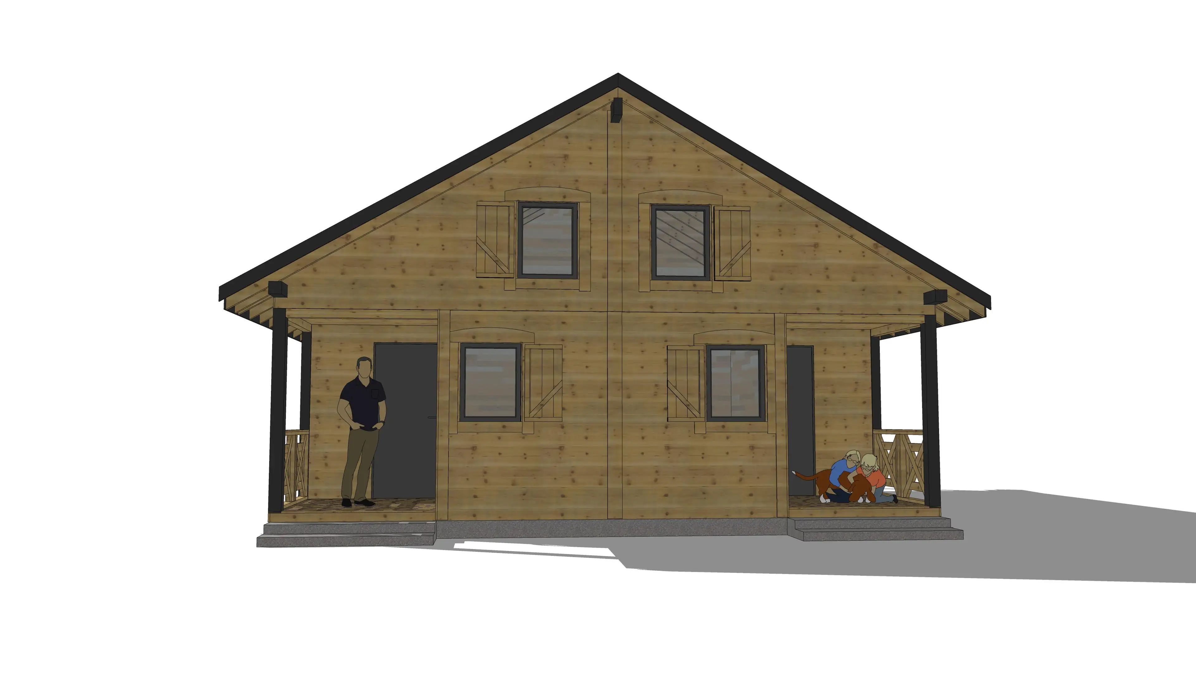 Kompleks domków na wynajem W1X4 – detal elewacji bocznej