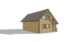 Widok frontalny domku J1X2 – detal elewacji drewnianej