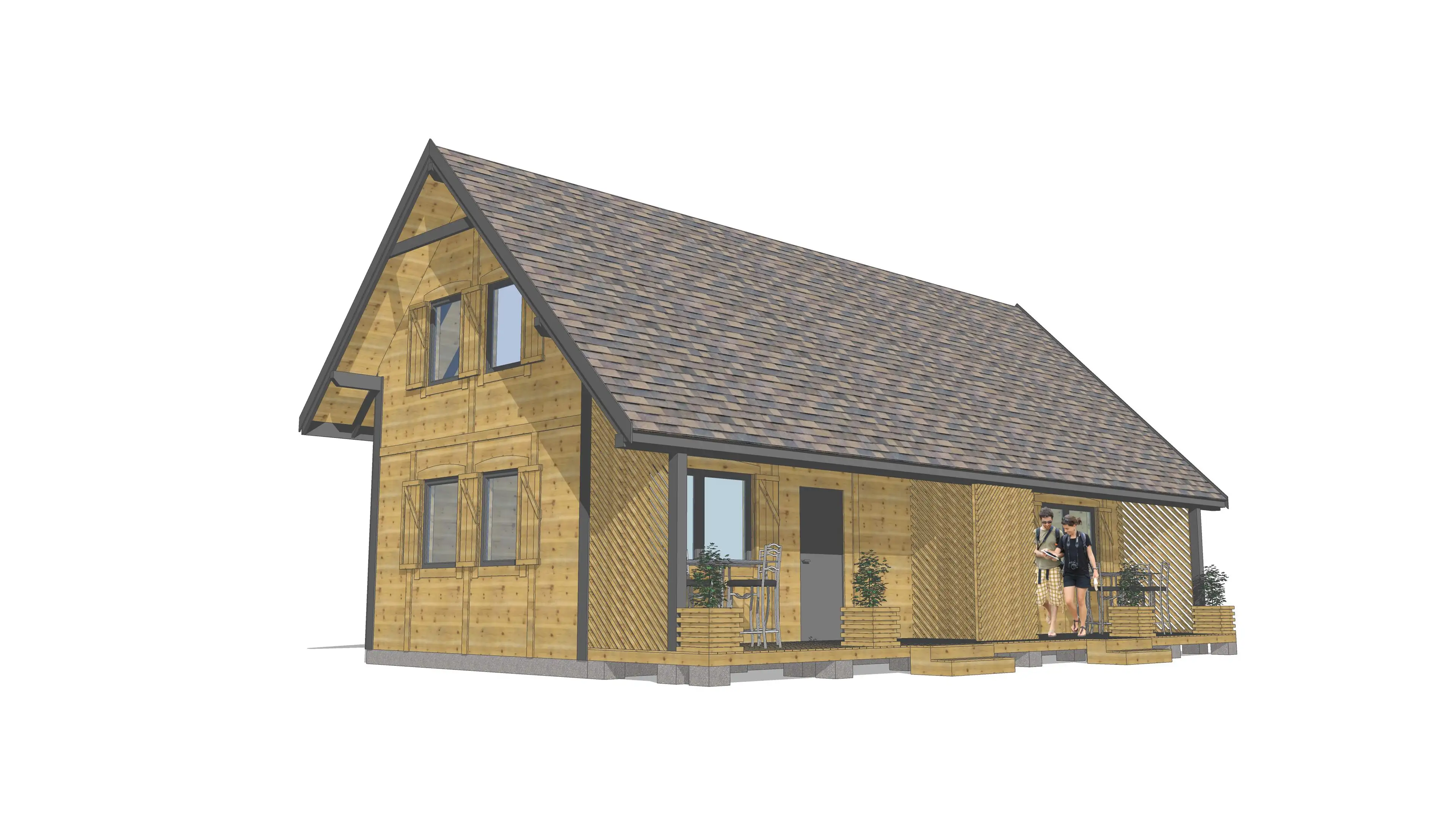 J1X2 – szeregowy domek letniskowy z widokiem na taras