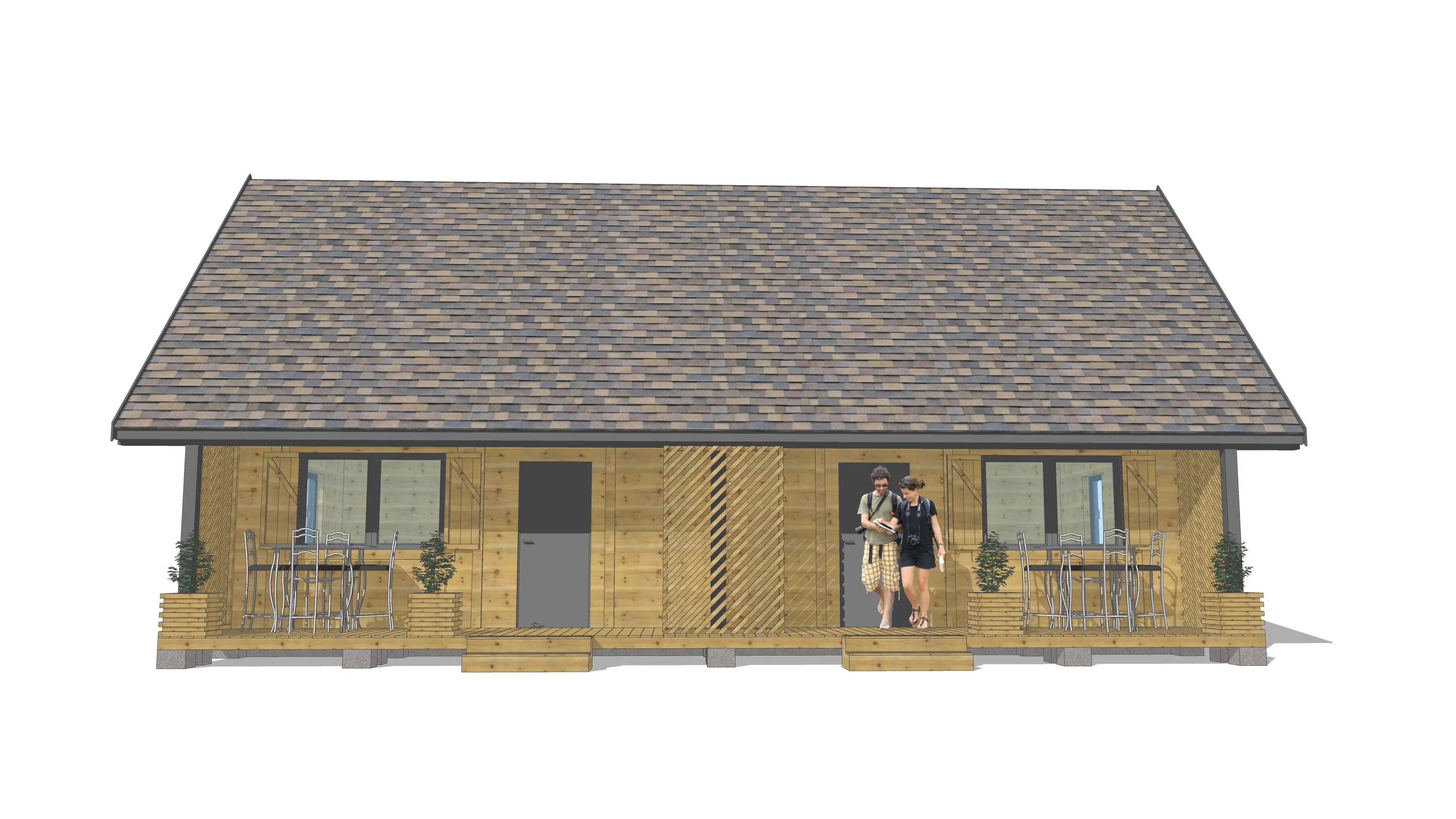 Domek J1X2 – detale wykończenia drewnianego w eleganckiej zabudowie