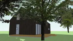 Domek A1X2 – drewniana elewacja z widokiem na taras