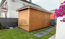 Domek narzędziowy Jerzy z drewna, zintegrowana szopka na narzędzia