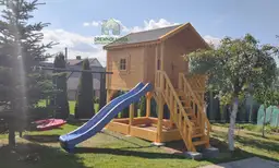Drewnolandia – domek z placem zabaw Bolek – domek dla dzieci do ogrodu