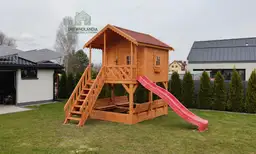 Bolek – drewniany domek z placem zabaw – idealny dla dzieci