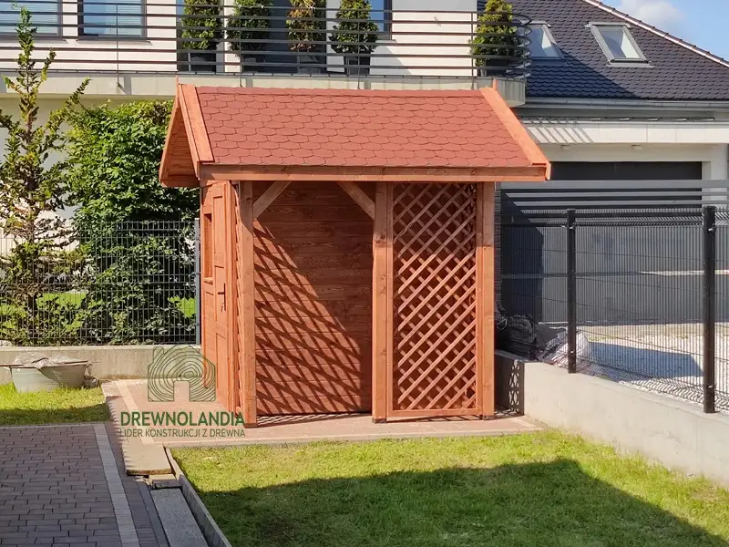 Składzik ogrodowy Bonifacy, narzędziowy domek wykonany z drewna