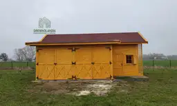 Drewniana wiata Oliwia Bis - garaż na dwa samochody, z dodatkowym zadaszeniem, wymiary 9x3,5 m