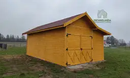 Wiata drewniana Oliwia Bis - garaż na dwa auta, 9x3,5 m, dodatkowe zadaszenie przednie 6x1,5 m