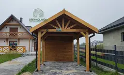 Drewniana wiata Agnieszka - garaż samochodowy z drewna, wymiary 6x3 m