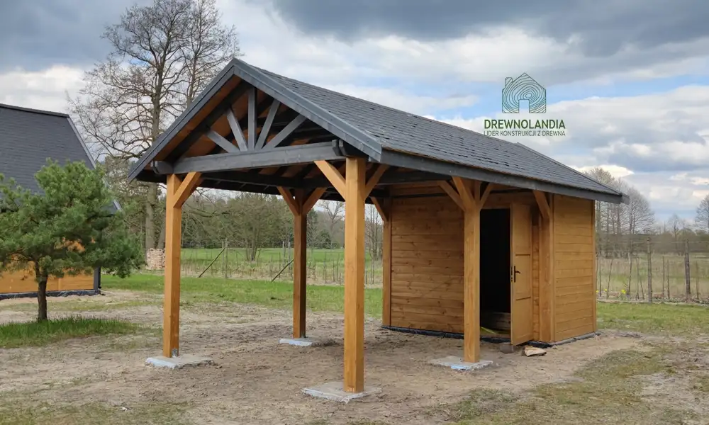 Wiata z drewna Agnieszka - ochrona dla samochodu, wymiary 6x3 m