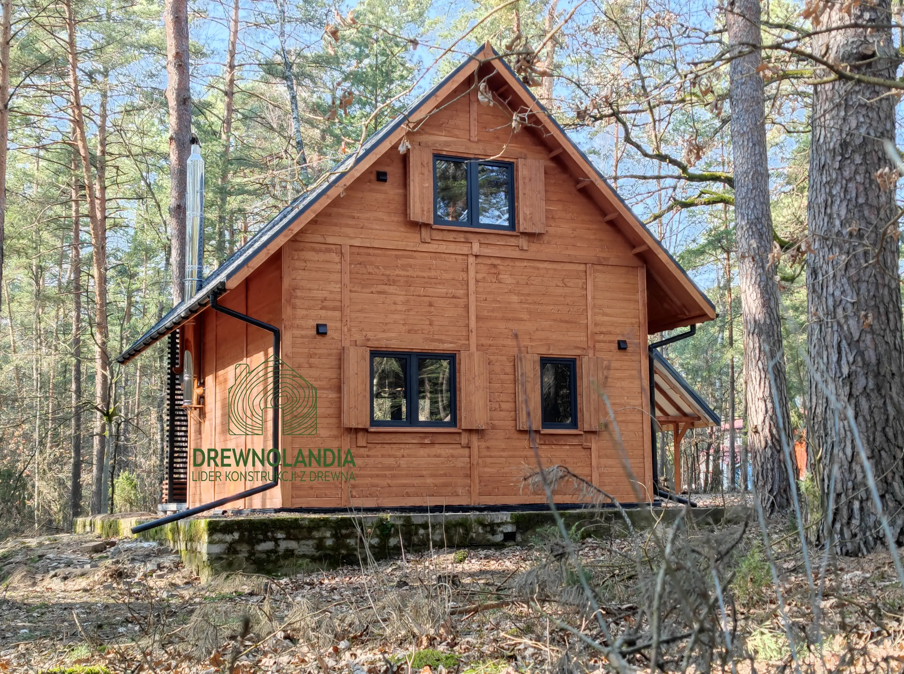 Drewniany domek CRA10 na działkę – projekt całoroczny od Drewnolandii